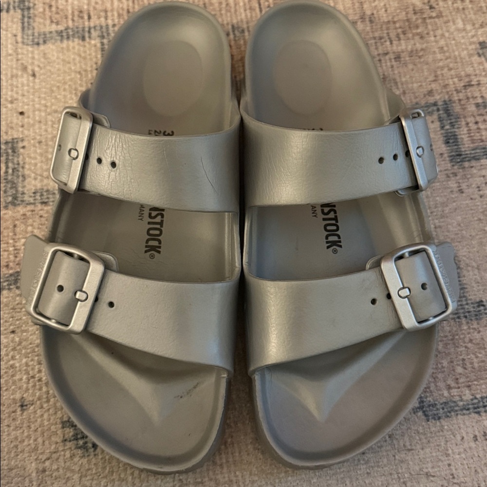 Birkenstock Arizona - Silver Slide Sandals